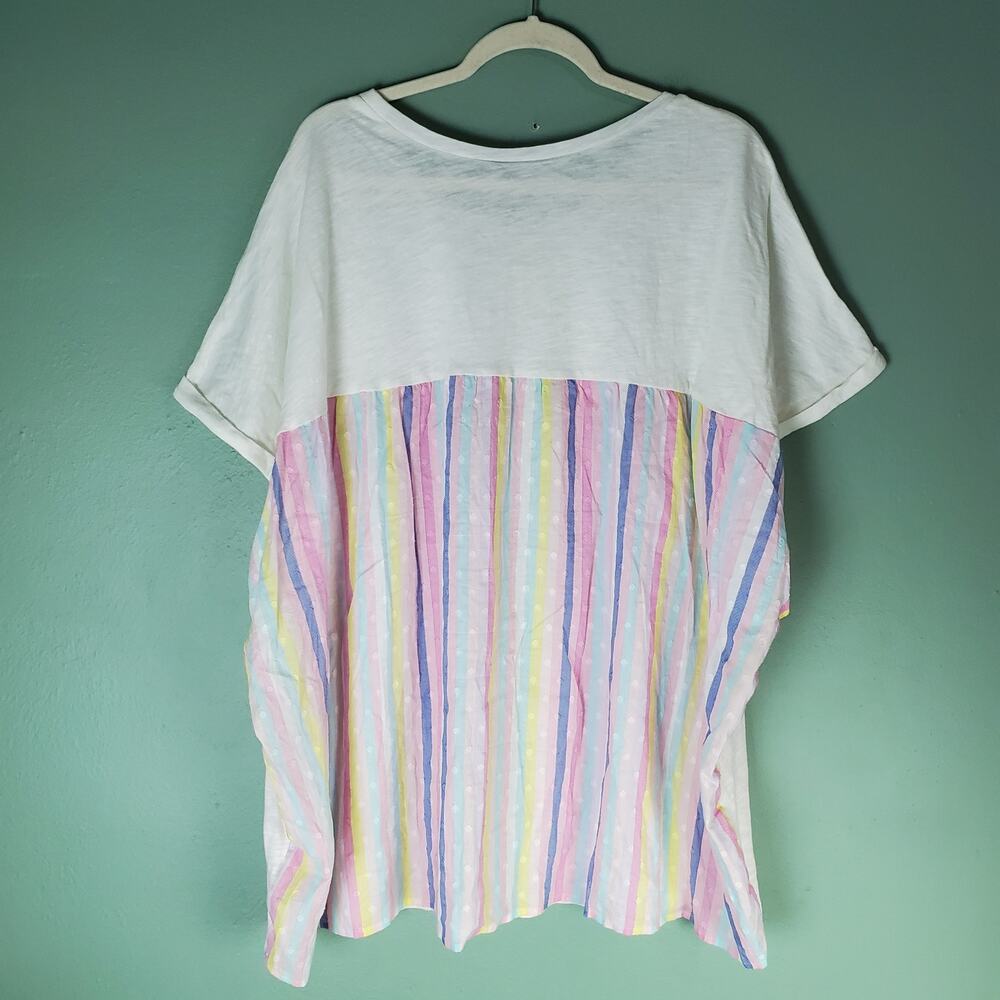 Torrid Womens Cotton Modal Slub Clip Dot Print Fabric Mixed Dolman Tee Size 5